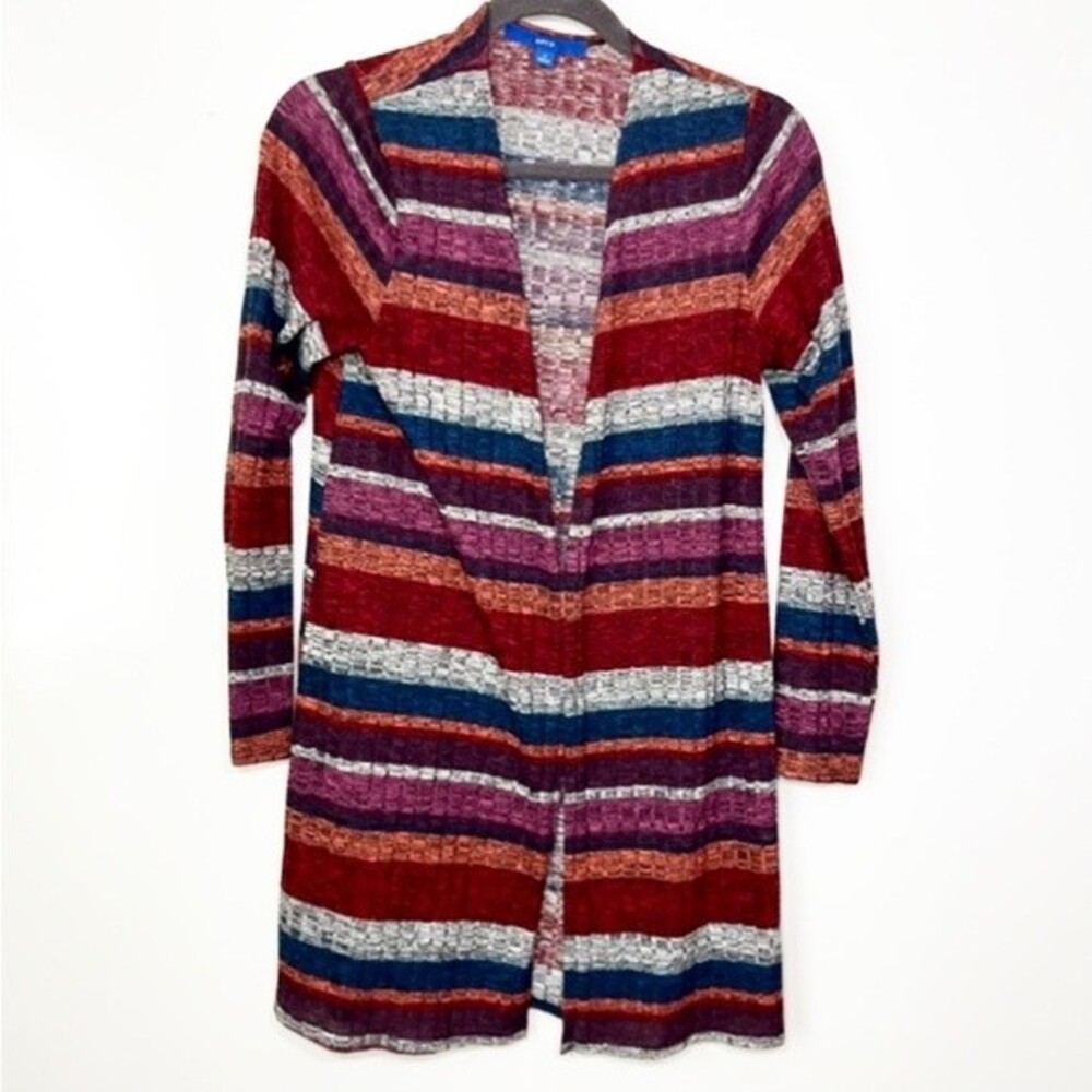Apt. 9 Striped Open Front Multi Colored Cardigan … - image 2